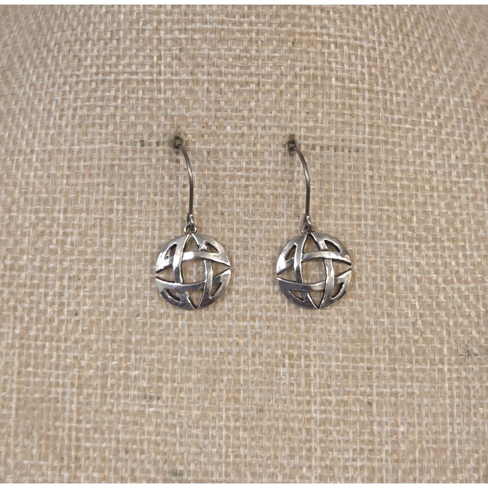 Vintage Sterling Silver Celtic Knot Dangle Hook Earrings